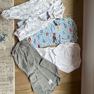 3 0-3 Gowns and 1 convertible gown - kissy kissy angel dear and Burt’s bees